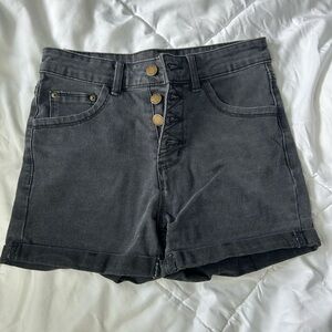 SHEIN Black Jean Shorts High-Waisted Relaxed Fit